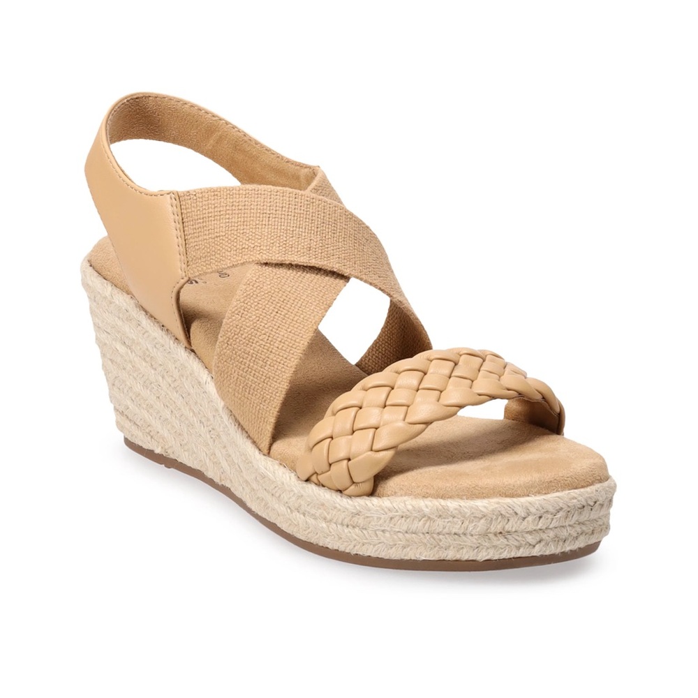 Sonoma espadrille beige platform wedge open toe sandal size 7